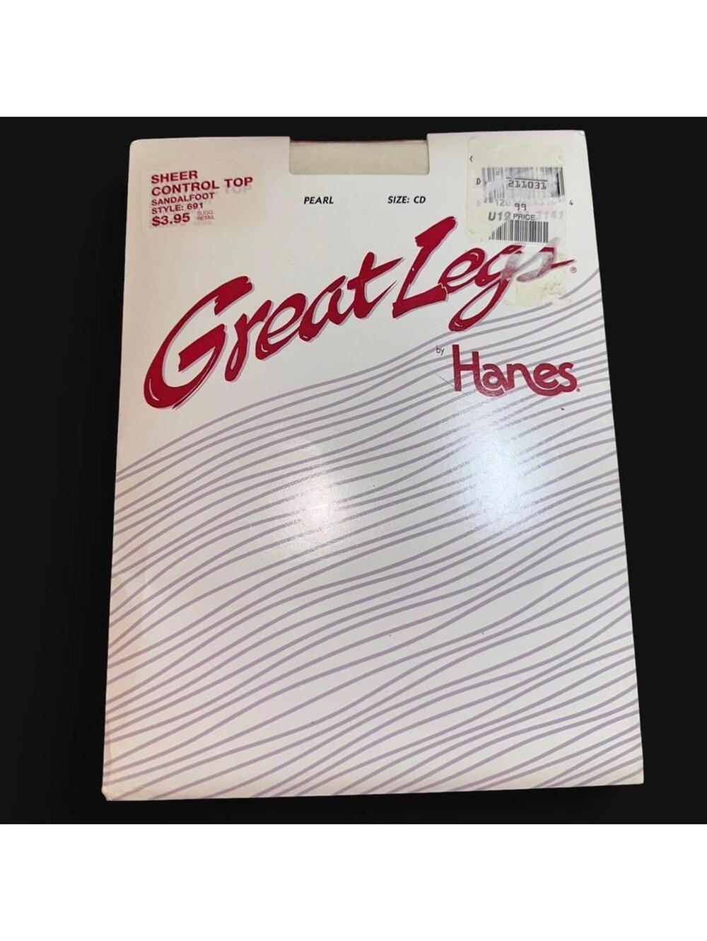 Vintage Great Legs by Hanes Sheer Control Top Pantyhose Pearl Size CD Sandalfoot
